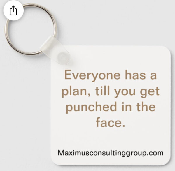 Everyone has a plan, till you get punched in the face- white square keychain - MCG